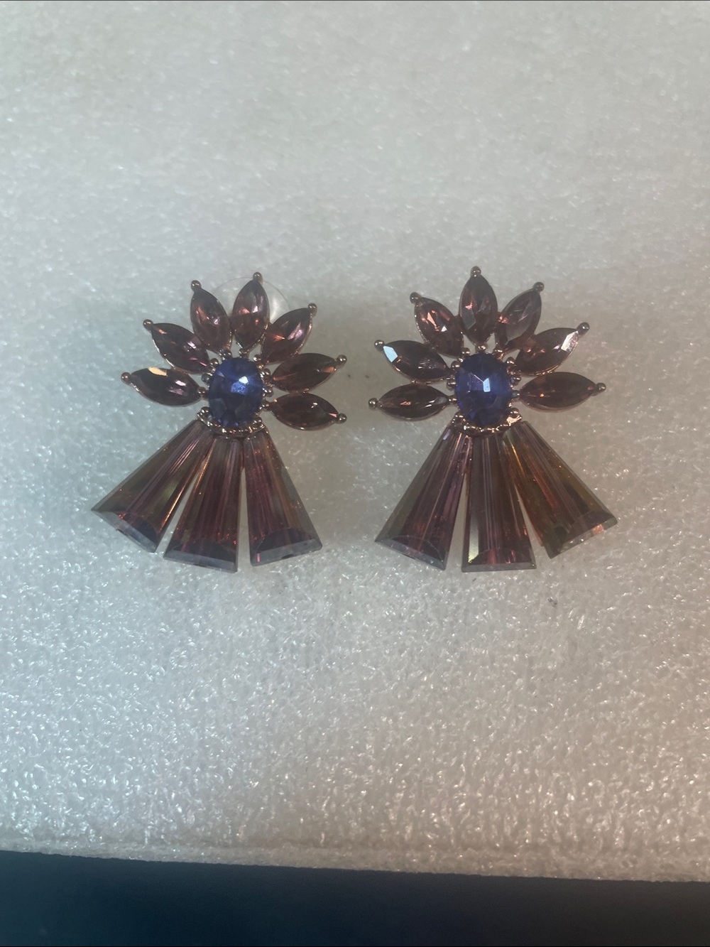 Radiant Purple Crystal Fan Drop Earrings for Women